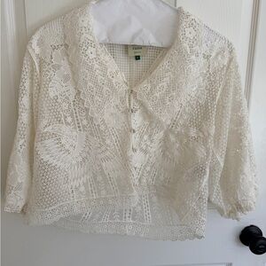 FARM Rio Women's White Lace Blouse